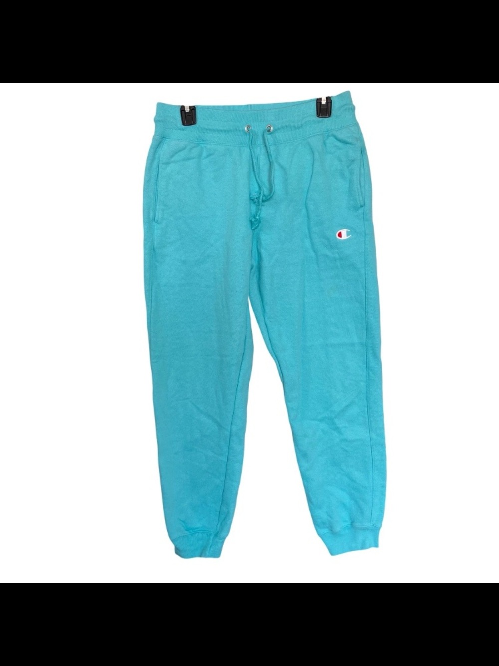 Champion Reverse Weave Jogger Sweatpants Unisex M Blue Drawstring Heavy Knit Y2k